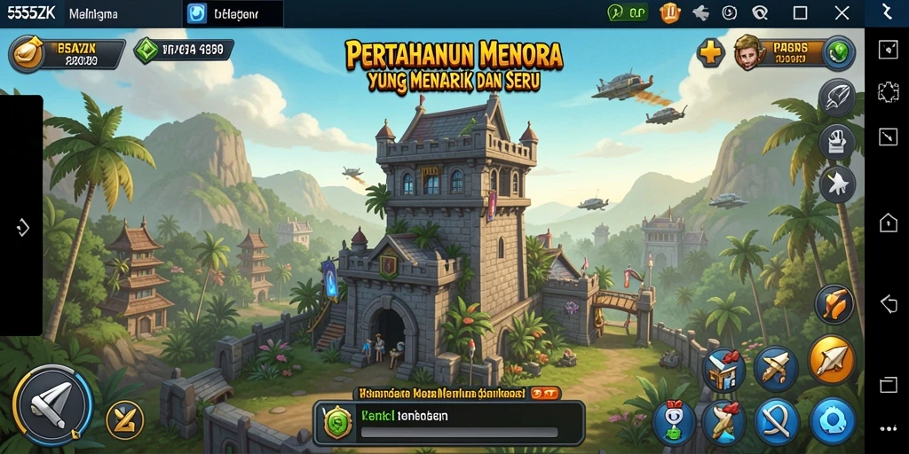 Tampilan gameplay menarik dari 555ZK dalam genre Tower Defense.