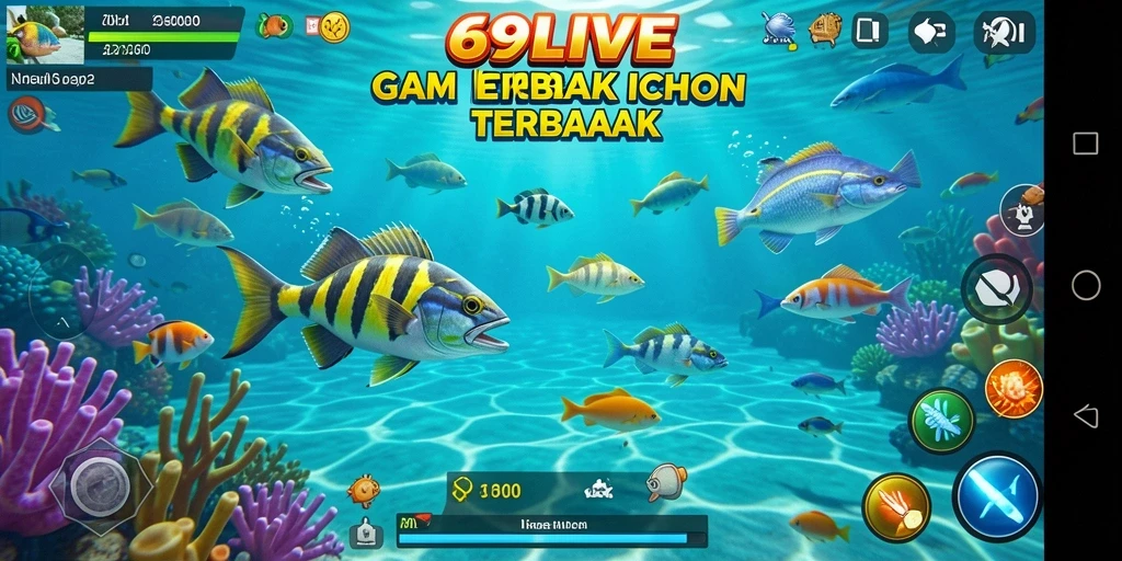 Tampilan gameplay <strong>69LIVE</strong> menampilkan aksi menembak ikan yang seru.
