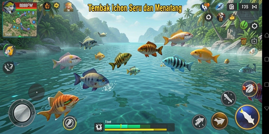 Tampilan seru gameplay Tembak Ikan di 888FW.