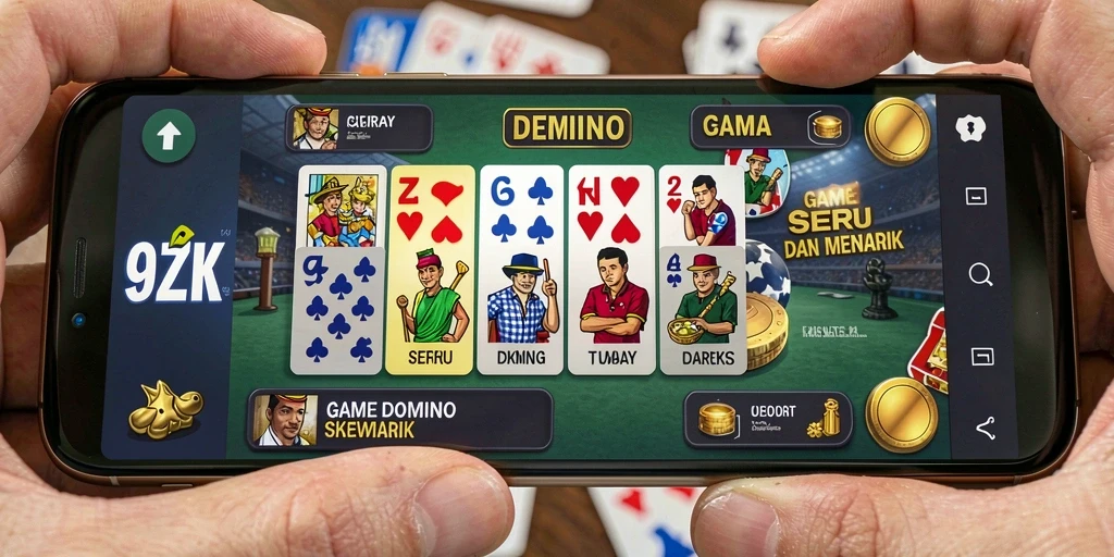 Tampilan gameplay seru dari permainan Domino 9ZK.