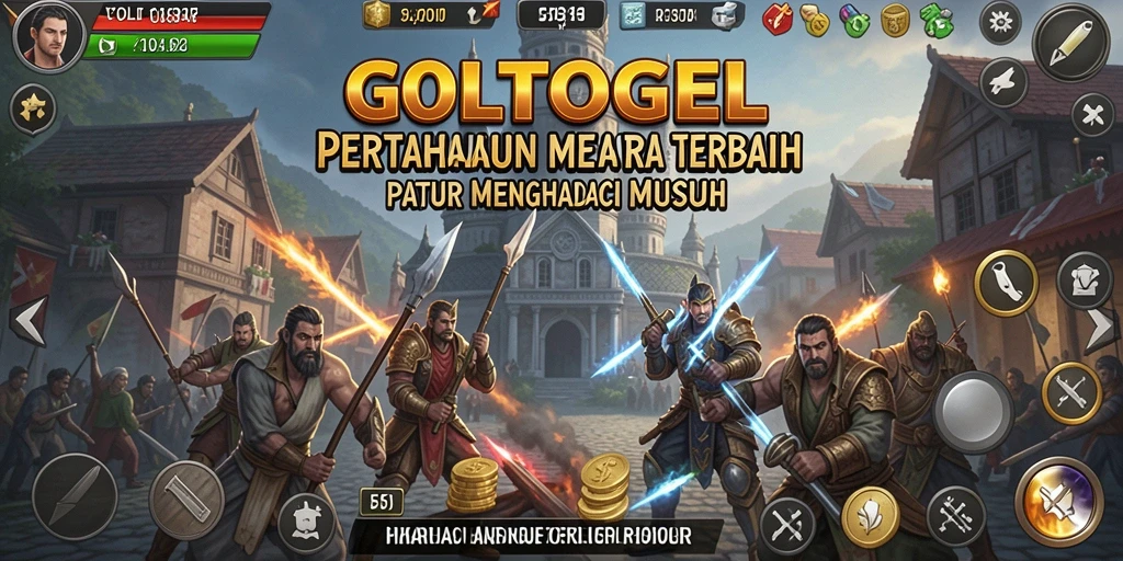 Screenshot gameplay GOLTOGEL menampilkan pertarungan menantang Tower Defense.