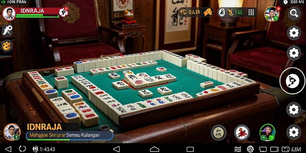 Screenshot IDNRAJA menampilkan gameplay Mahjong yang seru dan menantang.