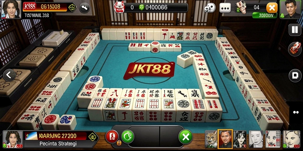 Screenshot gameplay JKT88 menampilkan papan Mahjong yang menarik.