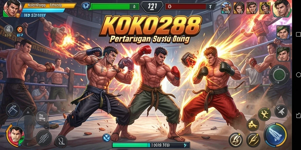 Tampilan gameplay KOKO288 yang penuh aksi dan pertarungan seru.
