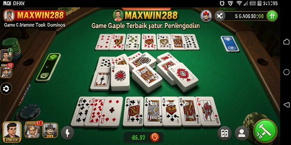 Screenshot gameplay Gaple MAXWIN288 yang menarik dan interaktif.