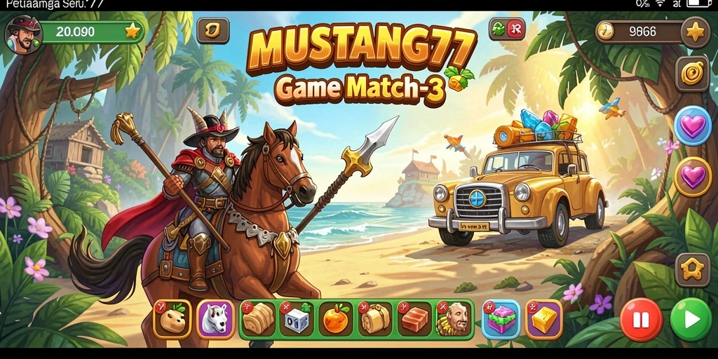 Gameplay seru dari MUSTANG77 dalam tantangan Match-3.