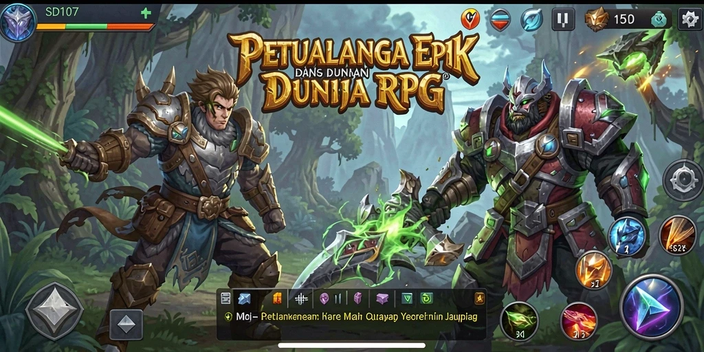 Tangkapan layar gameplay SD107 menampilkan pertempuran seru dalam dunia RPG.