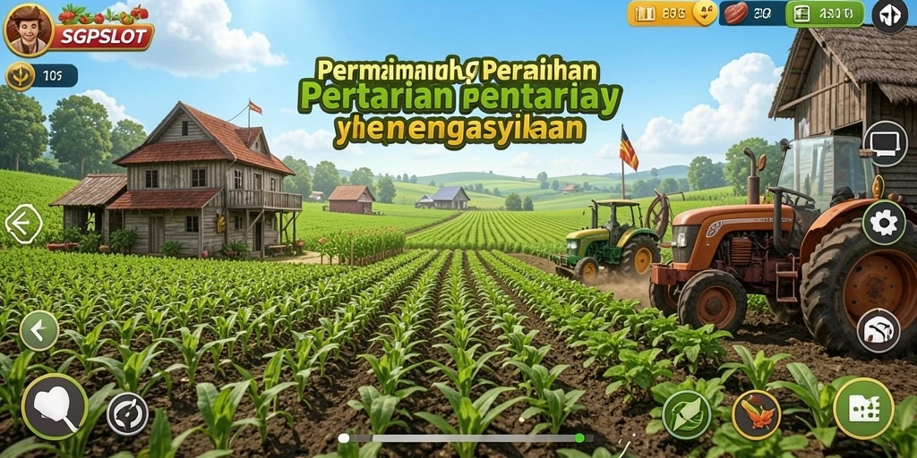 Tampilan screenshot SGPSLOT menampilkan dunia bertani yang penuh warna.