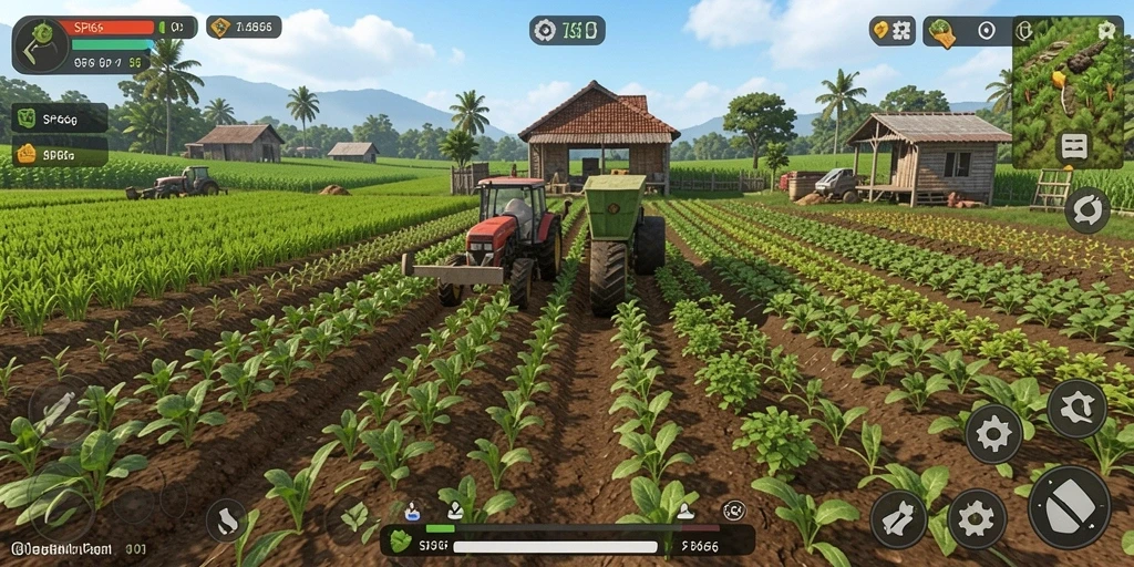 Screenshot utama SP666 menampilkan gameplay seru di ladang.