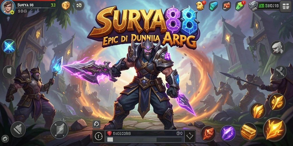 Screenshot SURYA88 yang menampilkan pertarungan epik dalam game ARPG.