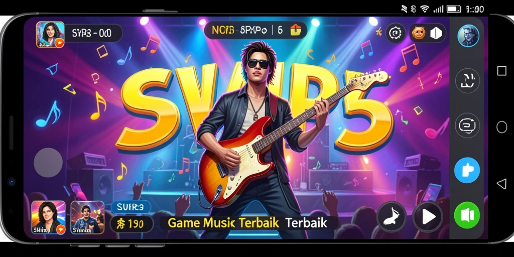 Screenshot gameplay SVIP3 yang menampilkan antarmuka permainan musik.