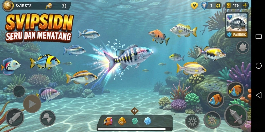 Screenshot menampilkan aksi seru dalam permainan Tembak Ikan SVIPSIDN.