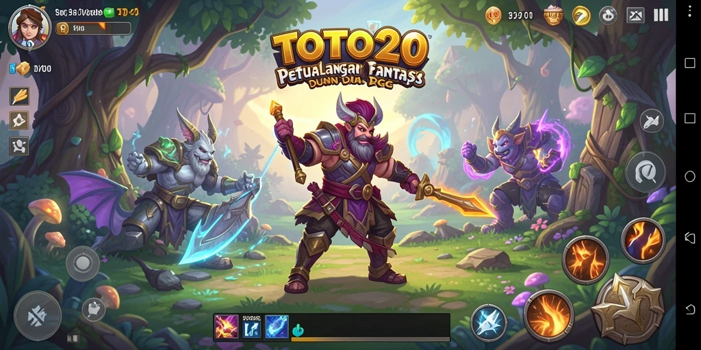 Screenshot utama menampilkan pertarungan seru dalam TOTO20 dengan grafik yang memukau.